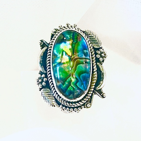 Signature Collection Abalone Crystal Solid Sterling Ring - Picture 5 of 7